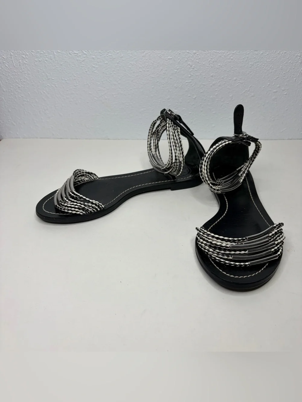 Tory Burch Mignon Braided Ankle-Strap Leather Sandals size 6